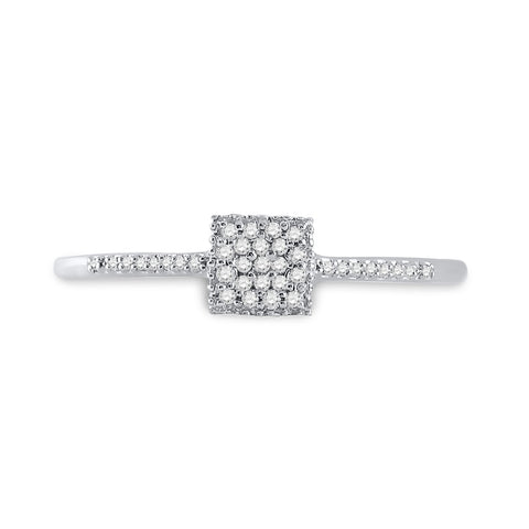 10kt White Gold Womens Round Diamond Square Cluster Ring 1/20 Cttw