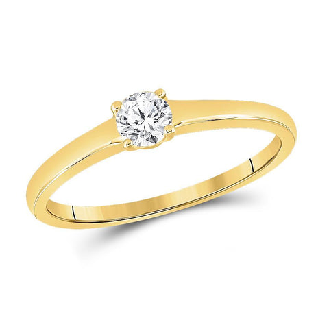 14kt Yellow Gold Womens Round Diamond Solitaire Bridal Wedding Engagement Ring 1/4 Cttw