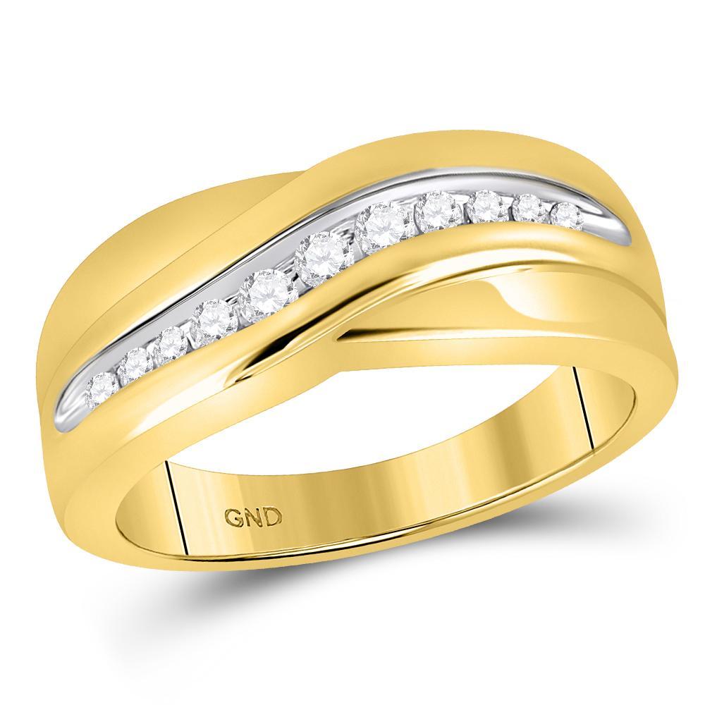 10kt Yellow Gold Mens Round Diamond Single Row Wedding Band Ring 1/4 Cttw