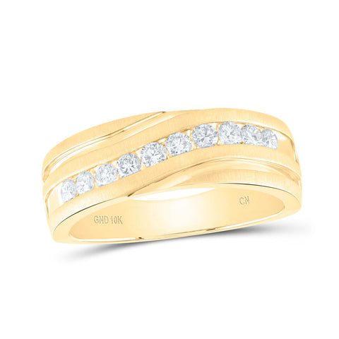 10kt Yellow Gold Mens Round Diamond Wedding Band Ring 1/2 Cttw