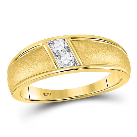 10kt Yellow Gold Womens Round Diamond Band Ring 1/5 Cttw