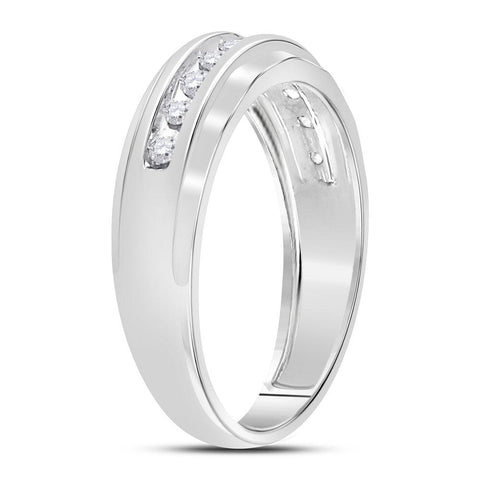 10kt White Gold Mens Round Diamond Wedding Band Ring 1/4 Cttw