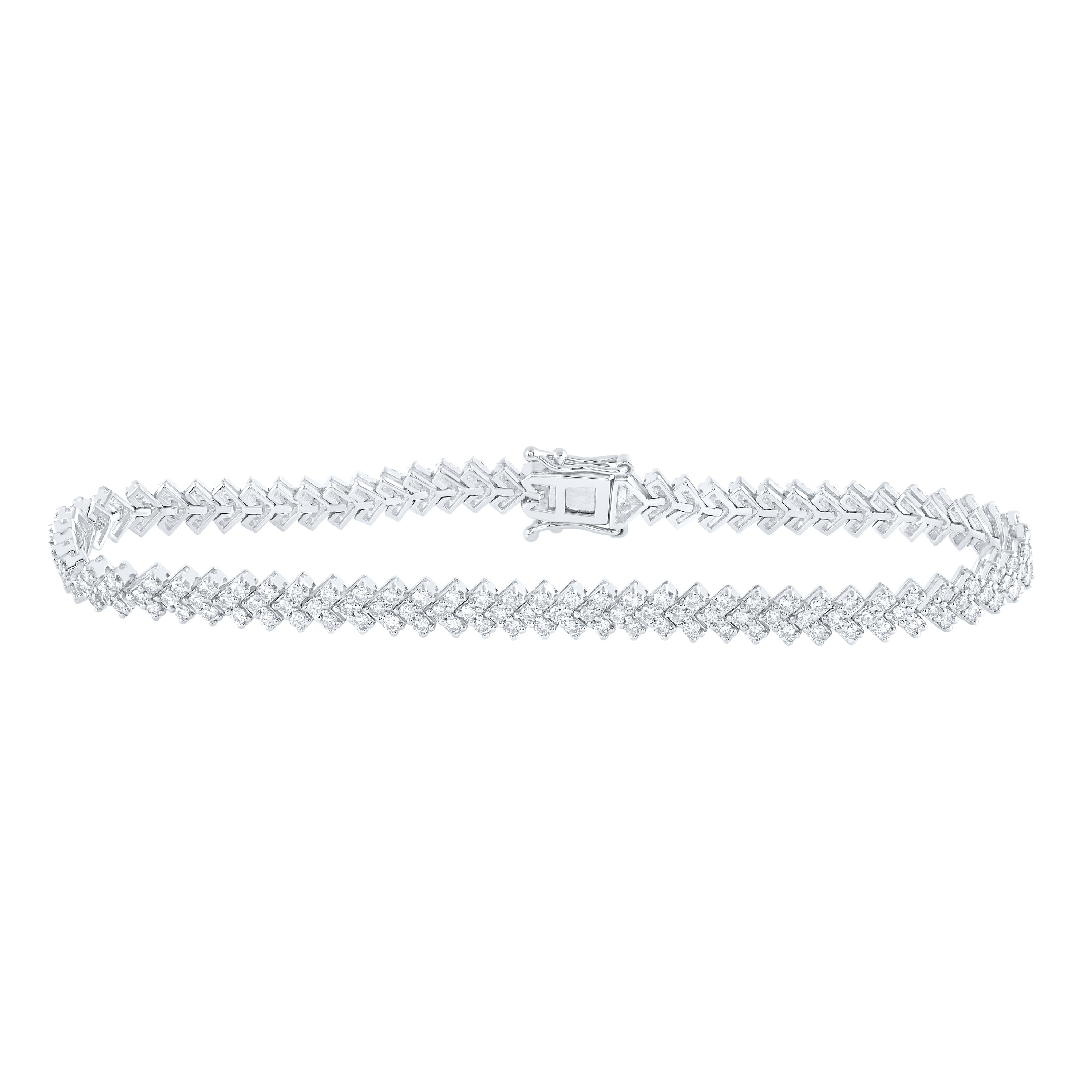 14kt White Gold Womens Round Diamond Tennis Bracelet 2-1/2 Cttw ...