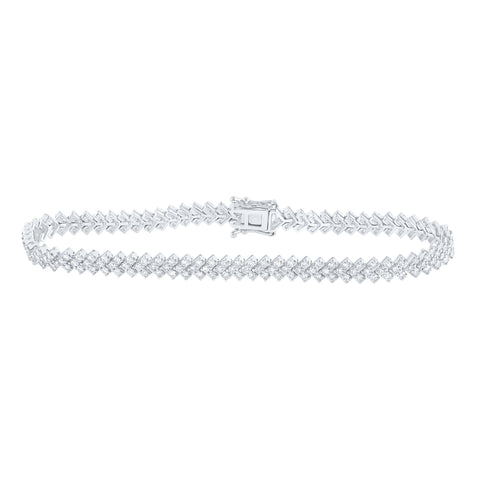 14kt White Gold Womens Round Diamond Tennis Bracelet 2-1/2 Cttw