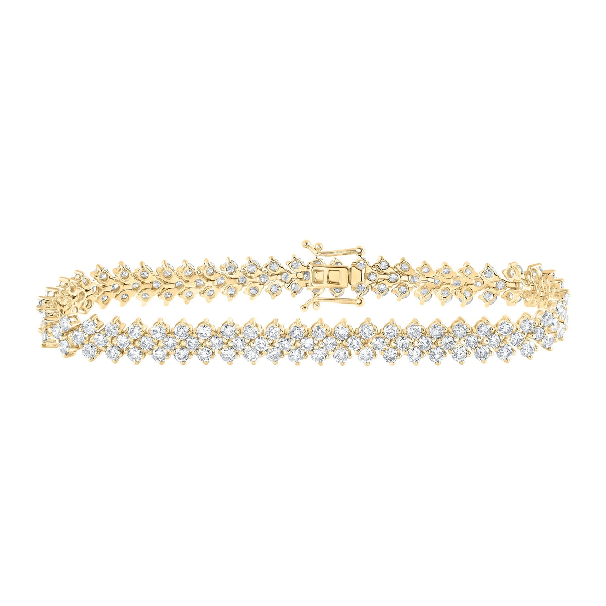 14kt Yellow Gold Womens Round Diamond Tennis Bracelet 8-3/8 Cttw