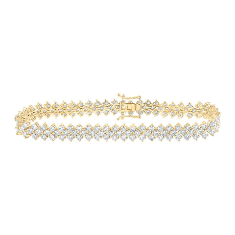 14kt Yellow Gold Womens Round Diamond Tennis Bracelet 8-3/8 Cttw