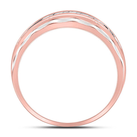 10kt Rose Gold Mens Round Diamond Wedding Band Ring 1/4 Cttw