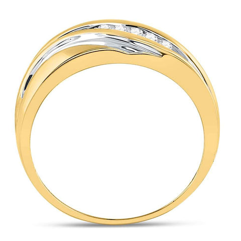 10kt Yellow Gold Mens Round Diamond Wedding Band Ring 1/4 Cttw