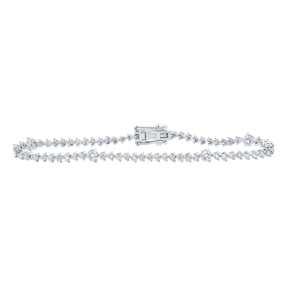 14kt White Gold Womens Round Diamond Tennis Bracelet 2-5/8 Cttw