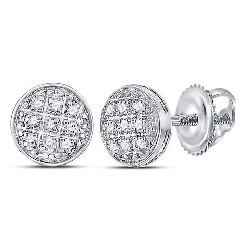 10kt White Gold Round Diamond Circle Earrings 1/20 Cttw