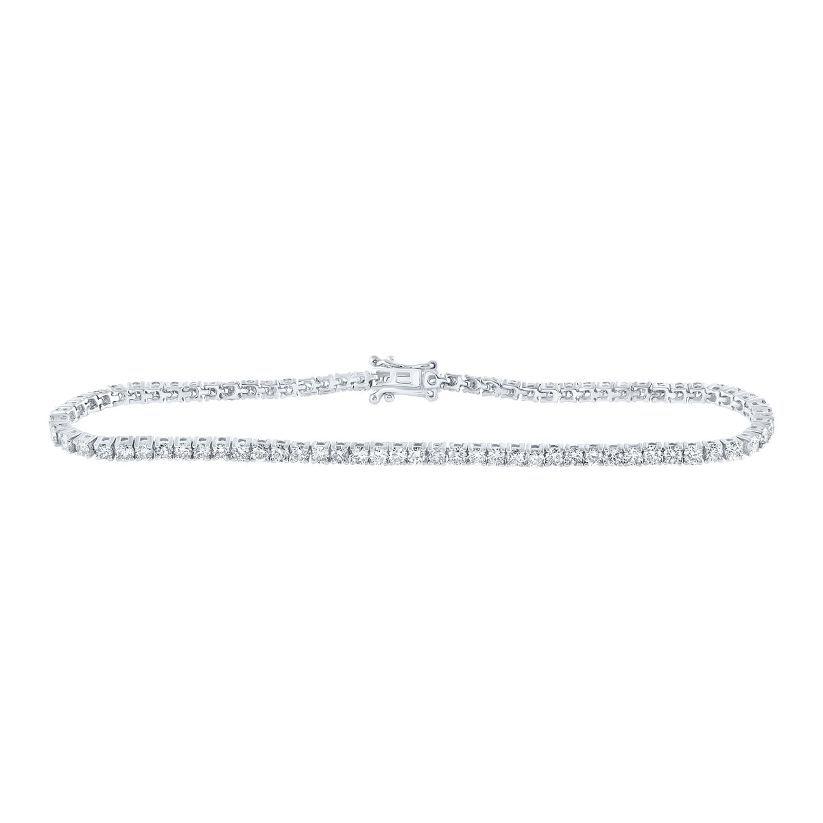 14kt White Gold Womens Round Diamond Single Row Tennis Bracelet 3-3/8 Cttw