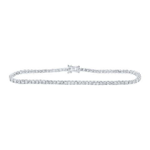 14kt White Gold Womens Round Diamond Single Row Tennis Bracelet 3-3/8 Cttw