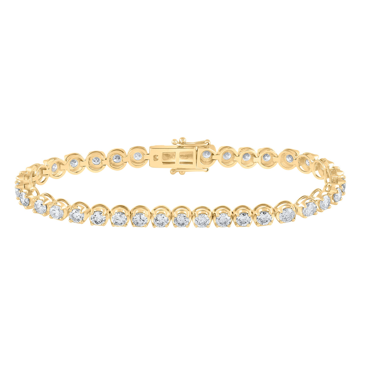 14kt Yellow Gold Womens Round Diamond Studded Tennis Bracelet 6 Cttw