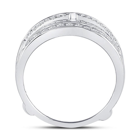 14kt White Gold Womens Round Diamond Wrap Ring Guard Enhancer 1/2 Cttw