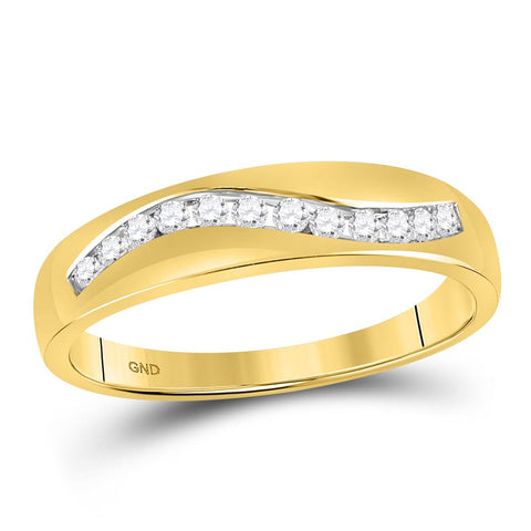 10kt Yellow Gold Mens Round Diamond Wedding Band Ring 1/4 Cttw