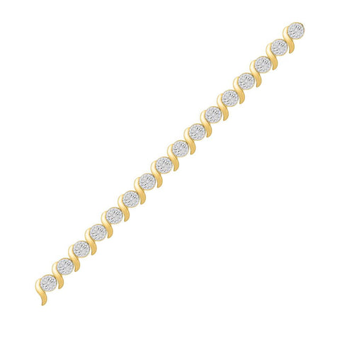 10kt Yellow Gold Womens Round Diamond Tennis Bracelet 1 Cttw