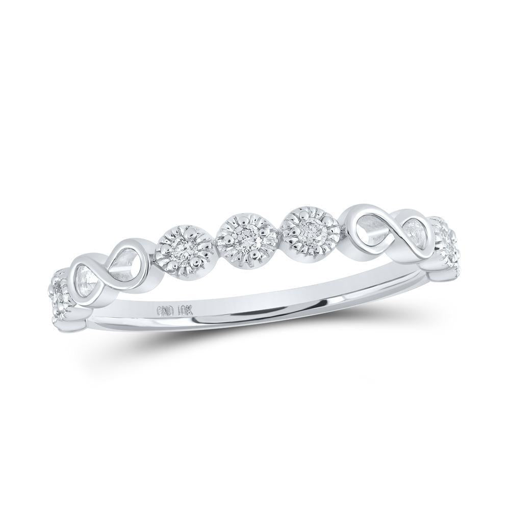 10kt White Gold Womens Round Diamond Infinity Ring 1/8 Cttw