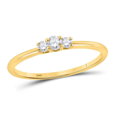 10kt Yellow Gold Womens Round Diamond 3-stone Promise Ring 1/6 Cttw