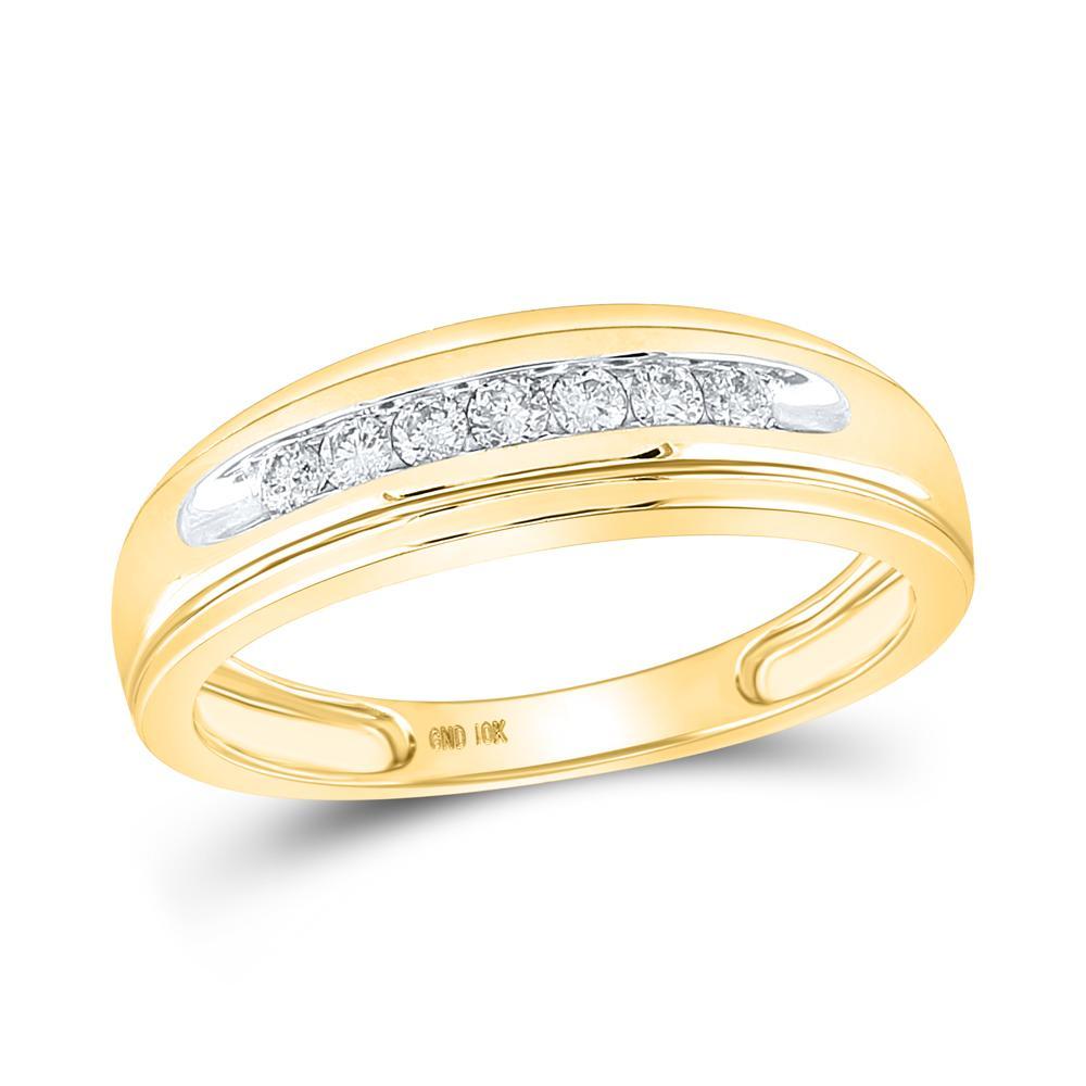 10kt Yellow Gold Mens Round Diamond Wedding Channel-set Band Ring 1/4 Cttw