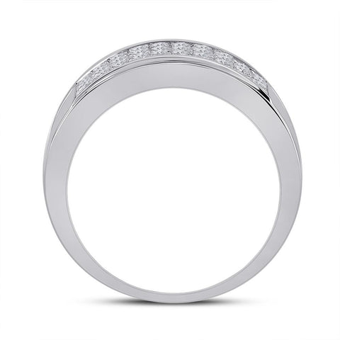 14kt White Gold Mens Princess Diamond Band Ring 3 Cttw