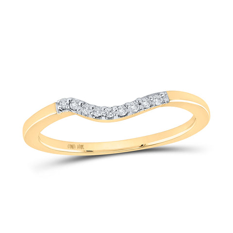 10kt Yellow Gold Womens Round Diamond Contoured Solitaire Enhancer Wedding Band 1/20 Cttw