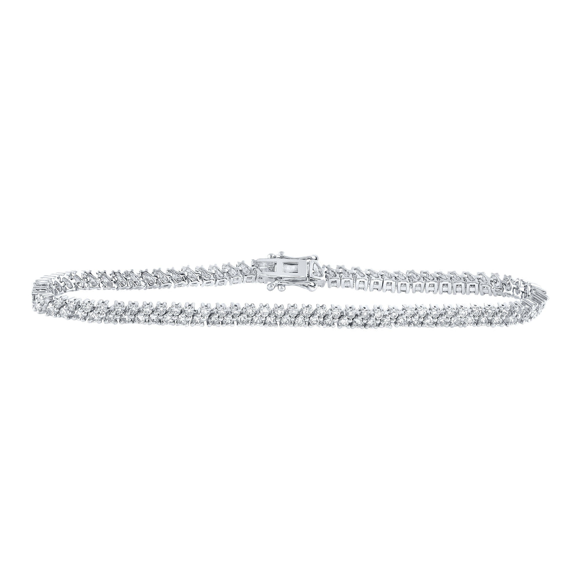 14kt White Gold Womens Round Diamond Tennis Bracelet 2-7/8 Cttw