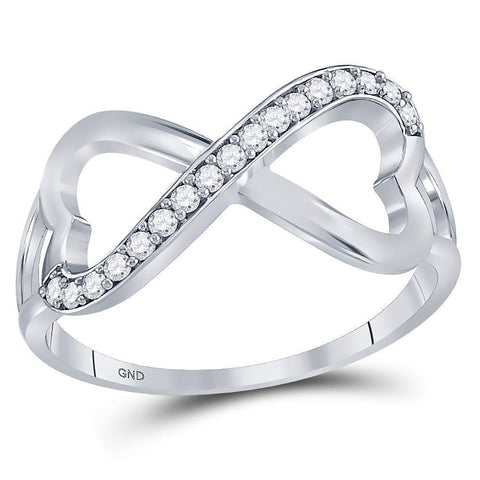 Sterling Silver White Diamond Infinity-weave Heart Womens Band Ring 1/6 Cttw