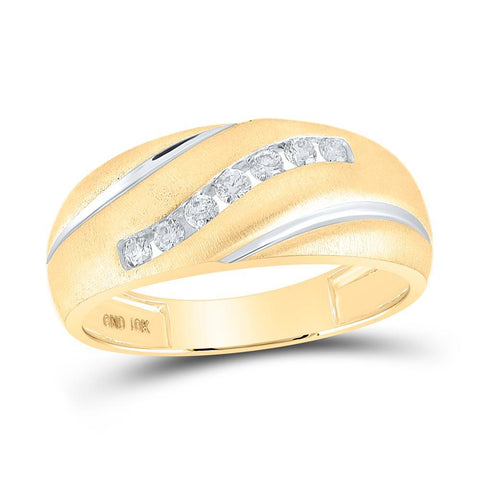 10kt Yellow Gold Mens Round Diamond Single Row Band Ring 1/4 Cttw