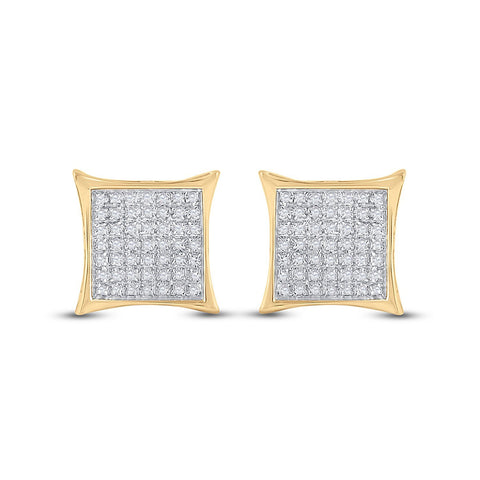 10kt Yellow Gold Womens Round Diamond Kite Square Earrings 1/3 Cttw