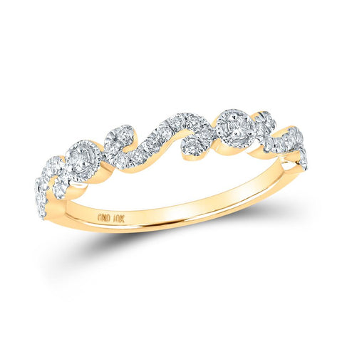 10kt Yellow Gold Womens Round Diamond Band Ring 1/4 Cttw