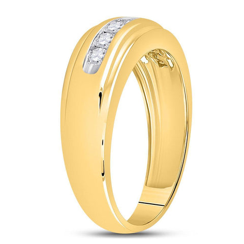 10kt Yellow Gold Mens Round Diamond Wedding Single Row Band Ring 1/2 Cttw