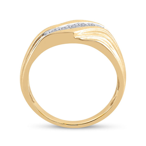 10kt Yellow Gold Mens Round Diamond Wedding Band Ring 1/3 Cttw