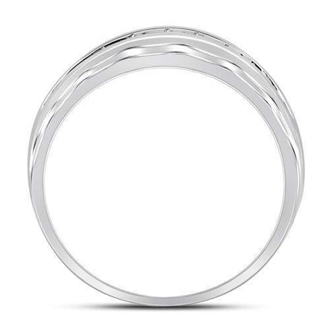 10kt White Gold Mens Round Diamond Wedding Band Ring 1/4 Cttw