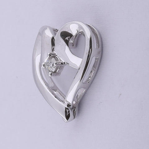 10kt White Gold Womens Round Diamond Solitaire Heart Pendant 1/20 Cttw