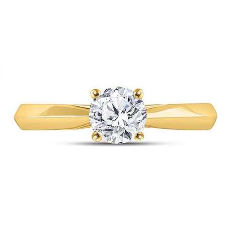 14kt Yellow Gold Womens Round Diamond Solitaire Bridal Wedding Engagement Ring 3/4 Cttw