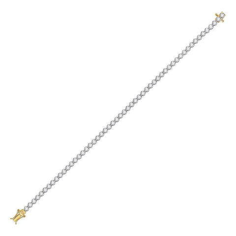 14kt Yellow Gold Womens Round Diamond Studded Tennis Bracelet 1 Cttw