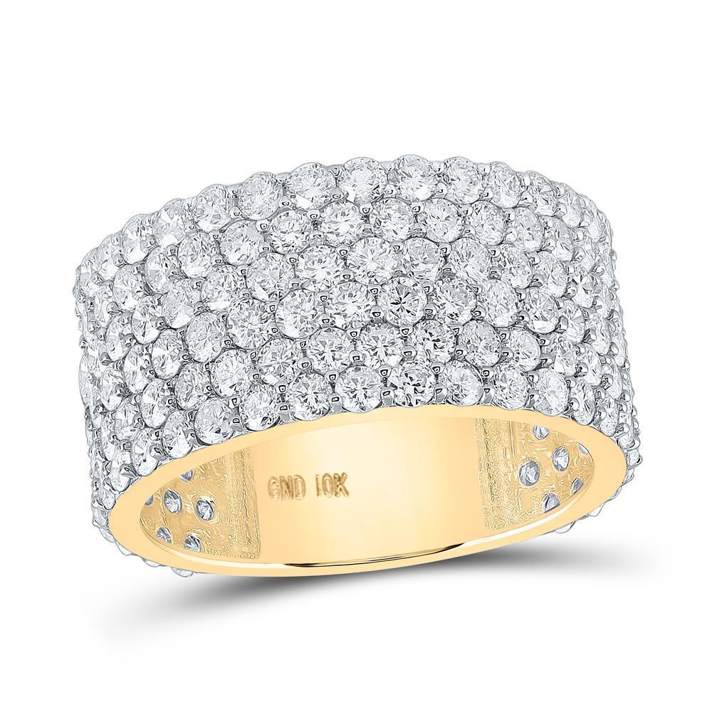 10kt Yellow Gold Mens Round Diamond 6-Row Band Ring 6-1/2 Cttw