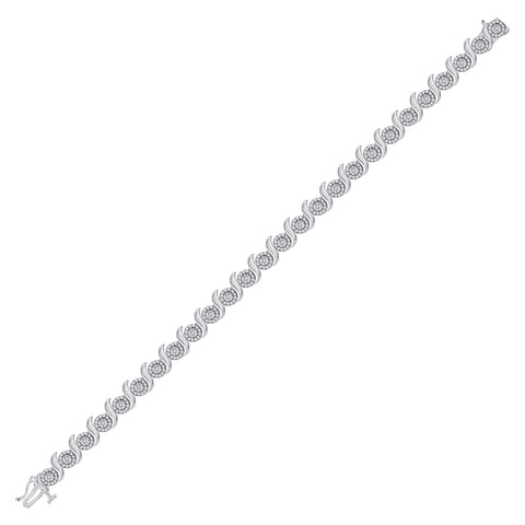 10kt White Gold Womens Round Diamond Tennis Bracelet 1 Cttw