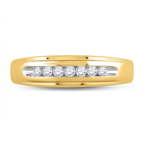 10kt Yellow Gold Mens Round Diamond Wedding Channel-set Band Ring 1/4 Cttw