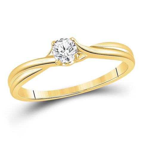 14kt Yellow Gold Womens Round Diamond Solitaire Bridal Wedding Engagement Ring 1/4 Cttw