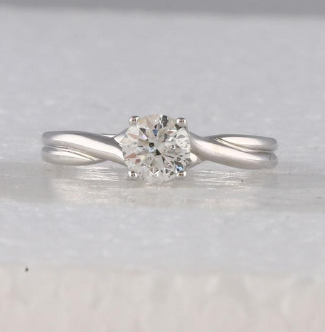 14kt White Gold Womens Round Diamond Solitaire Bridal Wedding Engagement Ring 3/4 Cttw