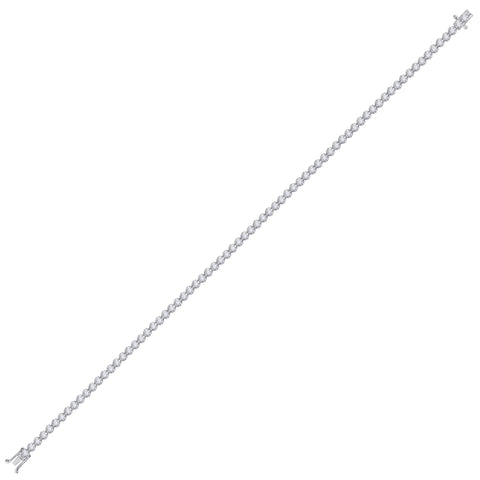 14kt White Gold Womens Round Diamond Single Row Tennis Bracelet 1-1/5 Cttw