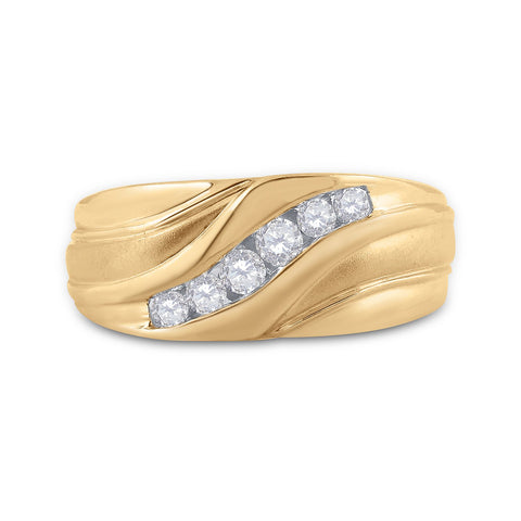 10kt Yellow Gold Mens Round Diamond Wedding Band Ring 1/3 Cttw