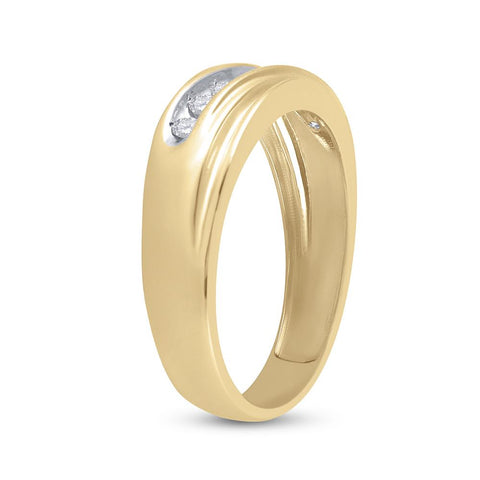 14kt Yellow Gold Mens Round Diamond Wedding Band Ring 1/4 Cttw