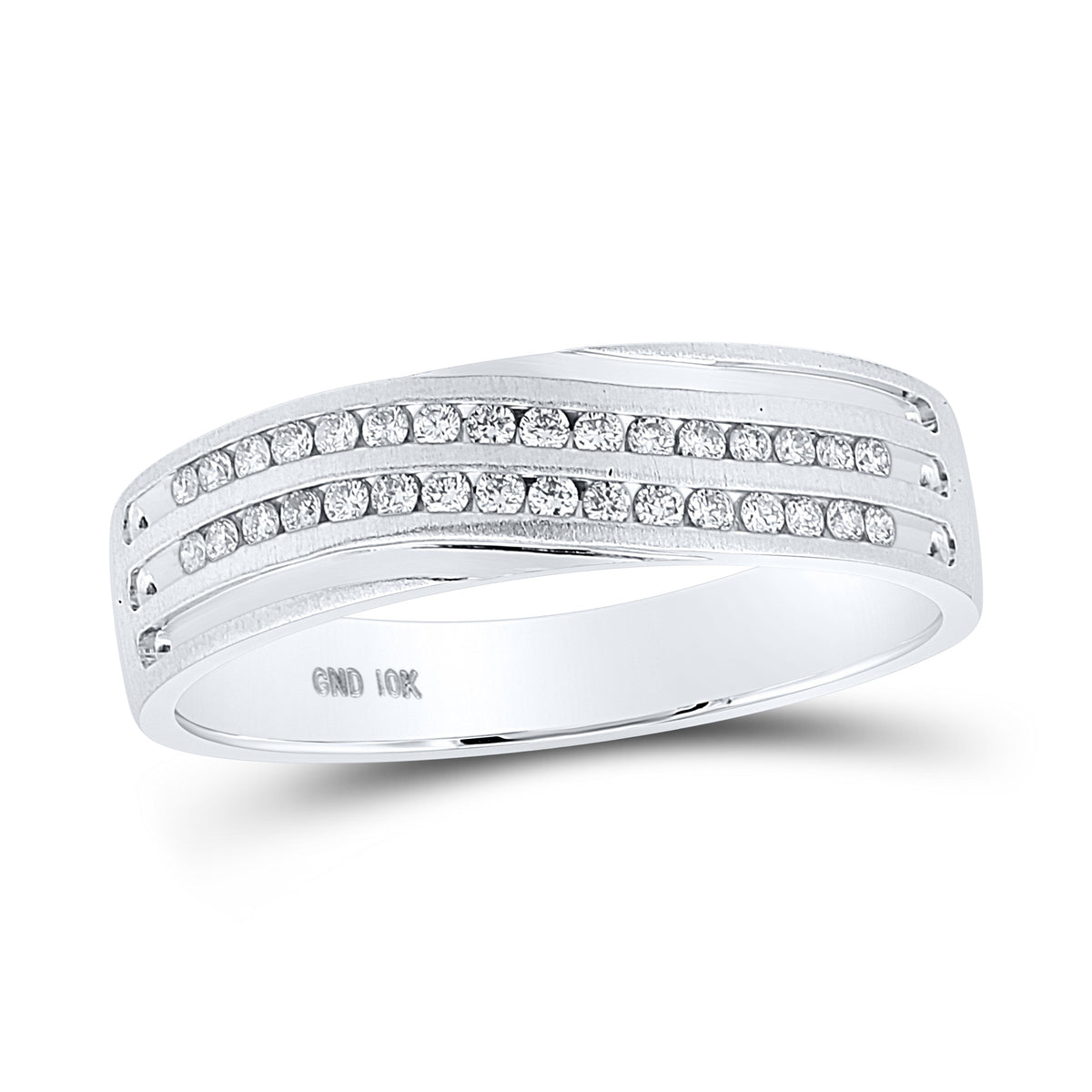 10kt White Gold Mens Round Diamond Wedding Band Ring 1/4 Cttw