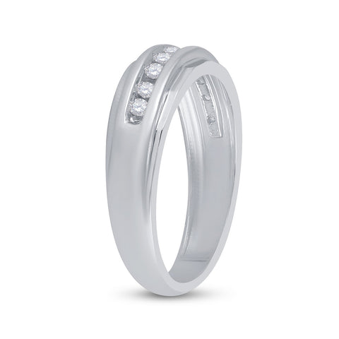 14kt White Gold Mens Round Diamond Wedding Band Ring 1/4 Cttw