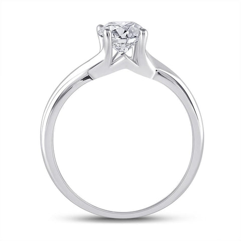 14kt White Gold Womens Round Diamond Solitaire Bridal Wedding Engagement Ring 1 Cttw