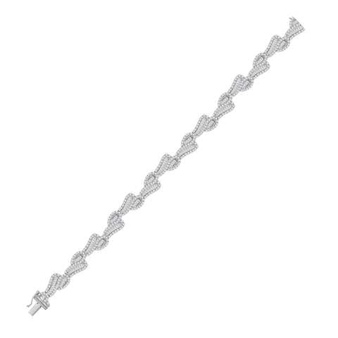 10kt White Gold Womens Baguette Diamond Tennis Bracelet 5 Cttw