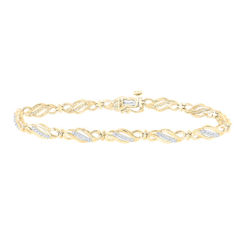 10kt Yellow Gold Womens Round Diamond Fashion Link Bracelet 1/3 Cttw