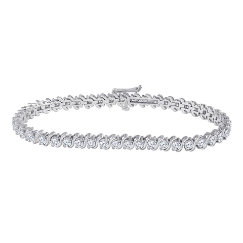 14kt White Gold Womens Round Diamond Classic Tennis Bracelet 4 Cttw